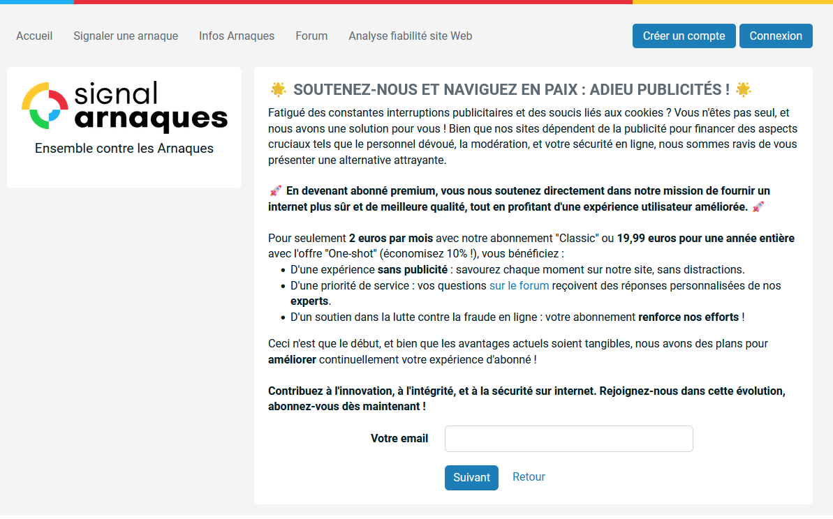 publicité signal arnaques