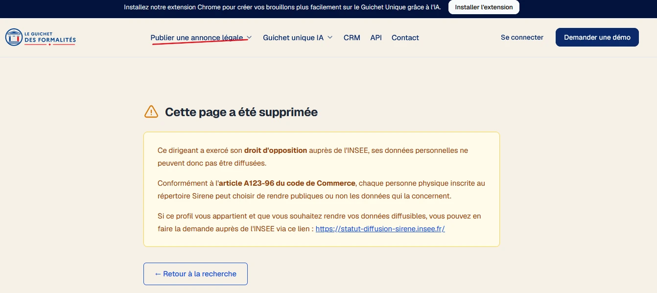 supprimer guichet formalités